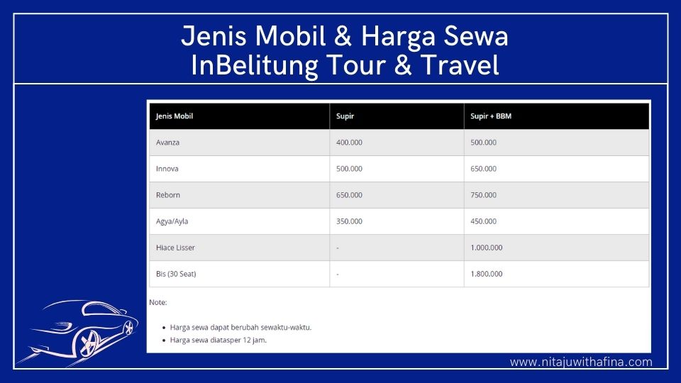 harga sewa mobil di belitung